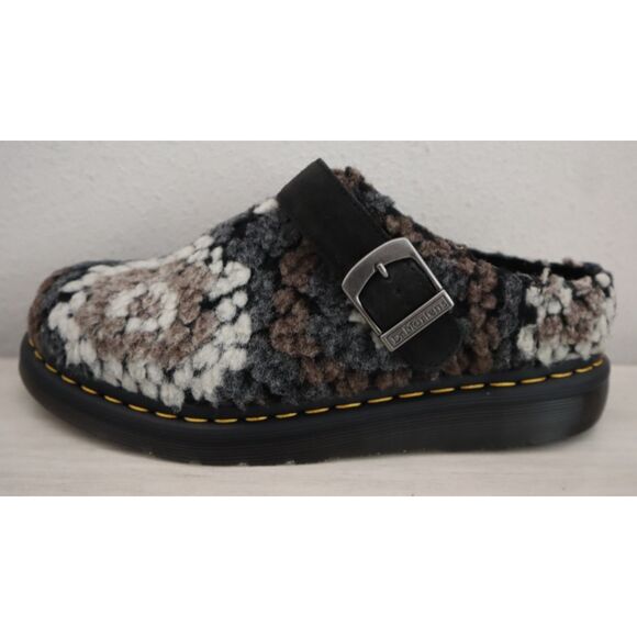 Dr. Martens Women's 10 Men's 9 Black Isham Crochet Wool + E.H Suede Mules - Picture 5 of 13